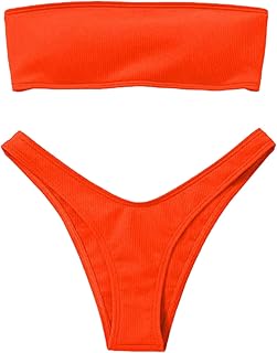 Lalaluka Swimsuit Set Women's Bikini Sexy Plain Bandeau Triangle Two Piece Swimsuits Swimwear Two Piece Swimsuit Bikini Top Bikini Bottoms Swimsuit Beach Bikini Swimwear