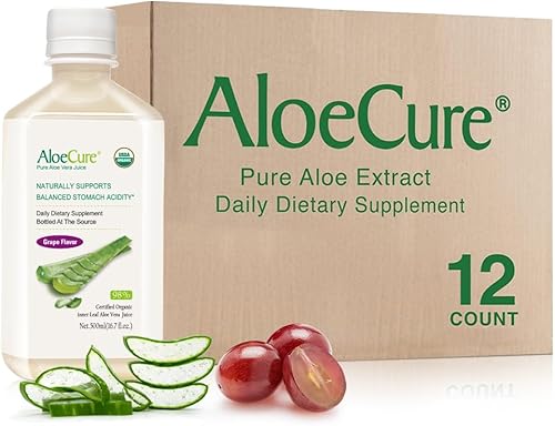 Miniatura 11 de AloeCure Zumo de aloe vera orgánico USDA, sabor uva, hecho dentro de las 12 horas de la cosecha - Suplemento de aloe vera puro para la salud