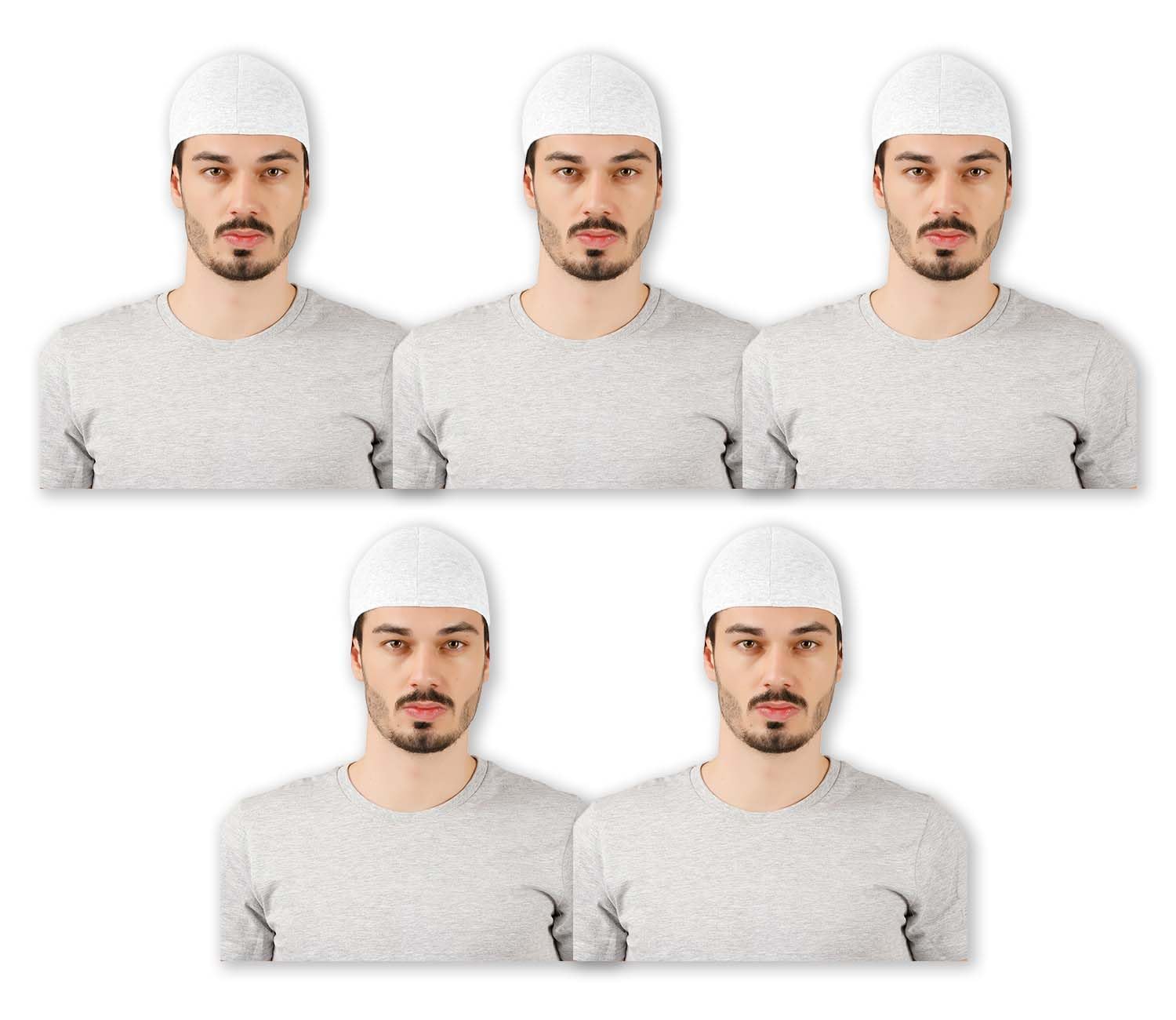 Buy ONCH Mens Cotton Helmet Skull Cap White Combo (Pack of 5) at