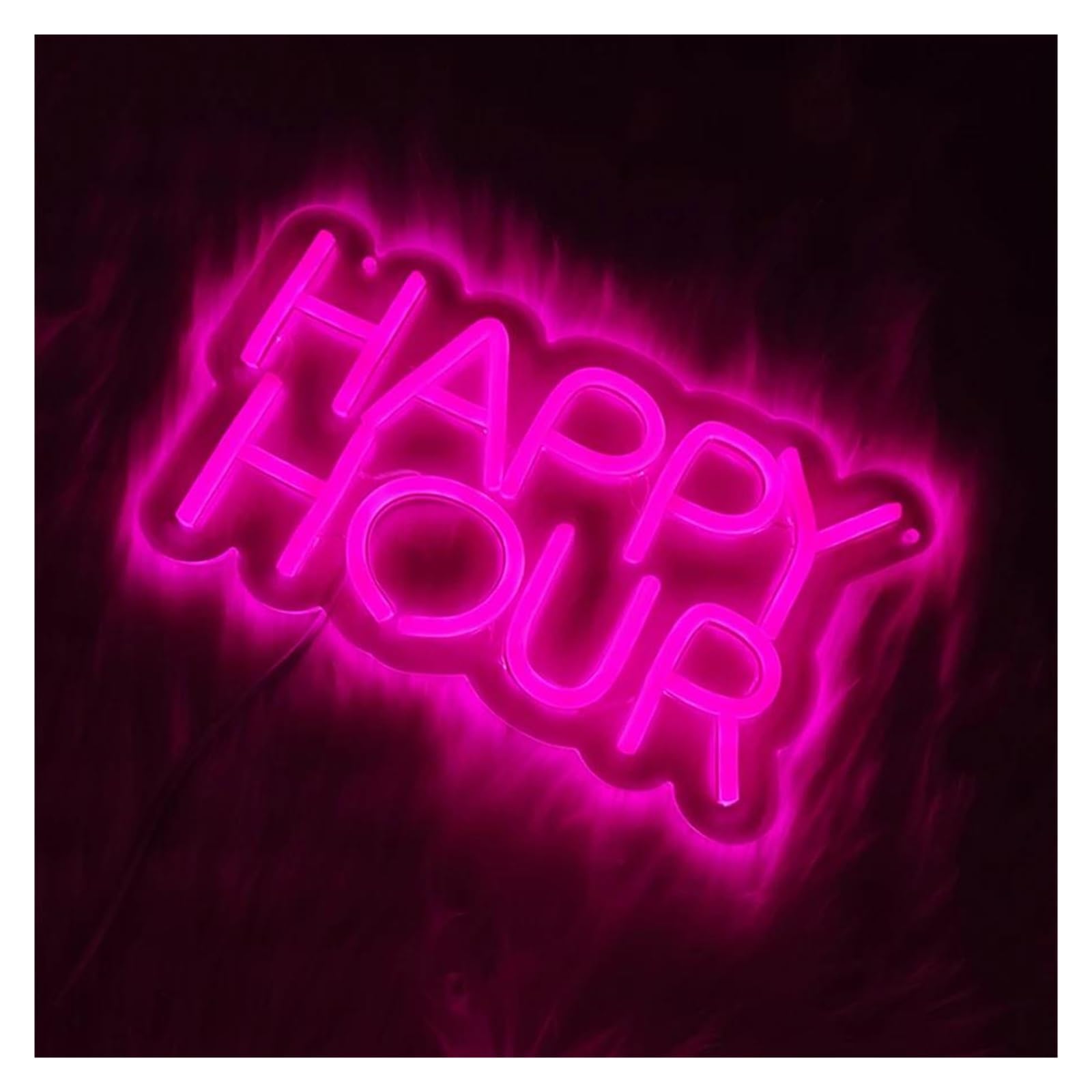 Luz de Diseño de Digital Luz LED Con Letras De Neón Happy Hour Alimentada Por USB Regulable Para El Hogar Bar Celebración De Cumpleaños Fiesta, Decoración Artística 28cmx16cm