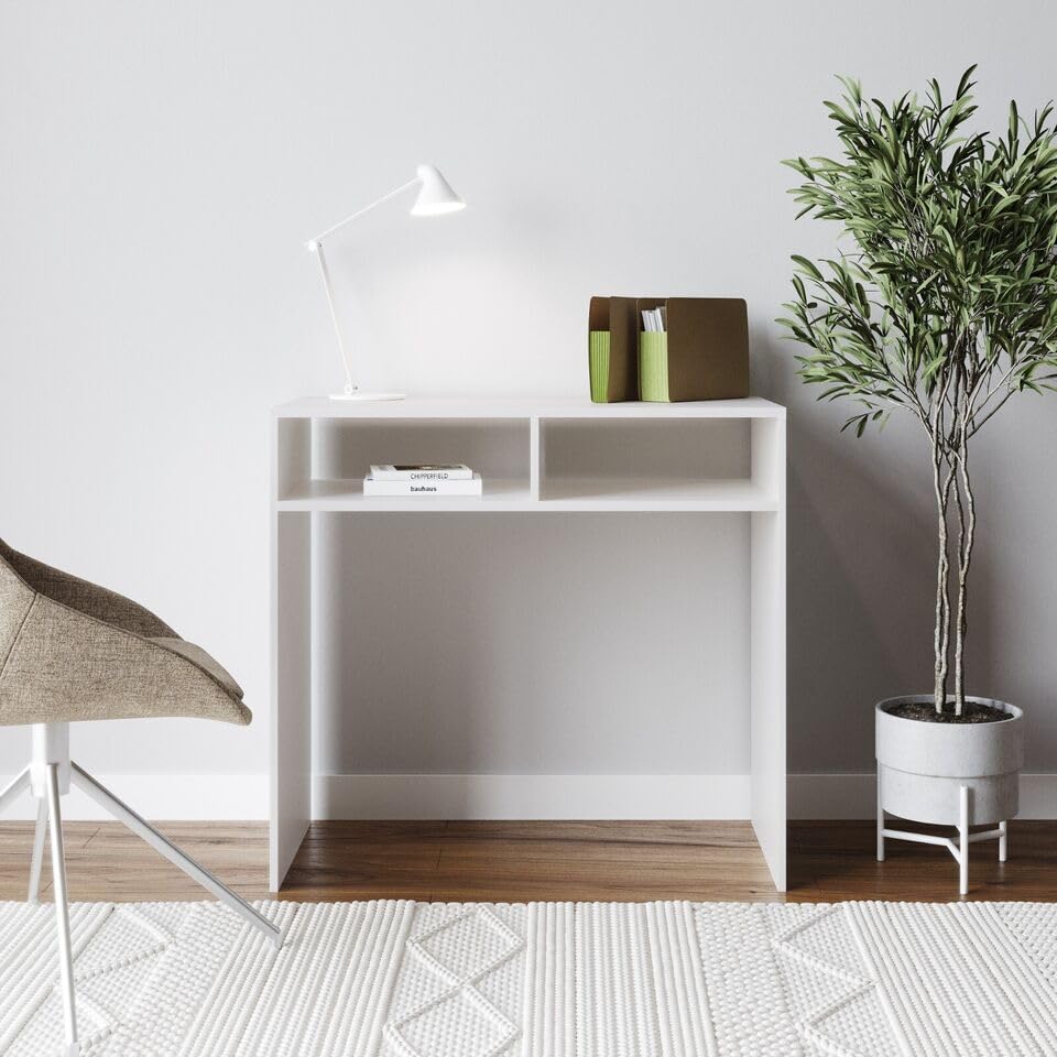 URBNLIVING 80cm Wood Console Table PC Laptop Computer Desk Office Hallway 2 Storage Shelves