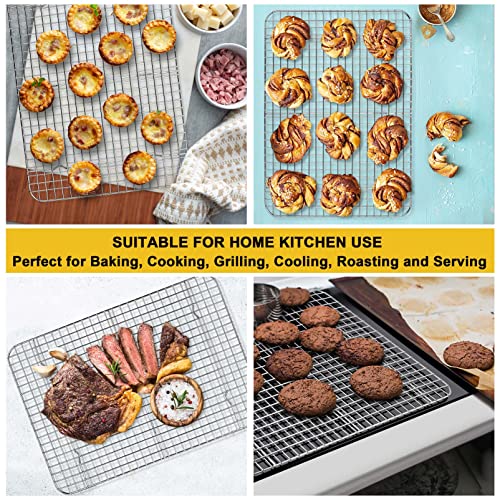 P&P Chef 15.3 Inch Baking Cooling Racks Set Of 2, Stainless Steel Wire Rack Cooking Rack For Roasting Meat Chicken, Grid Spacing For Even Bake, Oven & Dishwasher Safe, Heavy Duty #TOP4