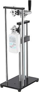 Force Gauge Stand Manual Force Test Stand Push Pull Gauge, Hand Wheel Operated, with 250mm/9.8’’ Stroke, 2 Pcs Testing Clamp, for Compression and Tension Testing (for ZMF Force Gauge)
