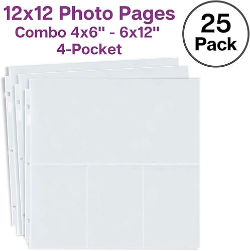 Miniatura 7 de Dunwell Páginas de repuesto para álbumes de recortes de 12 x 12 pulgadas, paquete de 25 unidades, 1 bolsillo súper pesado y (formato mixto, 25