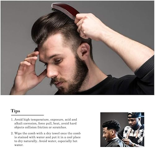 Miniatura 7 de Haosie Cepillo de pelo ondulado, cepillo de pelo de paleta de mango de madera, cepillo de pelo natural para hombres y mujeres de pelo fino fino