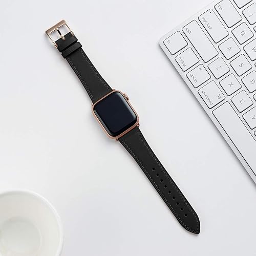 Miniatura 7 de Bestig - Correa de repuesto para Apple Watch de 1.49, 1.57, 1.65 pulgadas y 1.73pulgadas, de cuero auténtico, para iWatch series 6, SE, 5, 4, 3, 2,