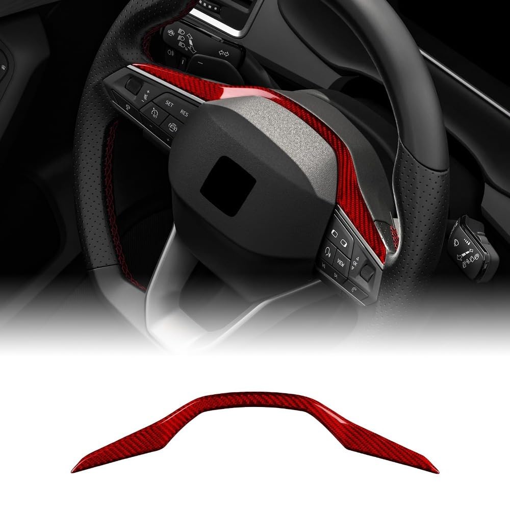 MAUXpIAO Dry Carbon Fibre Steering Wheel Trim, for Seat Ibiza, Arona, Ateca, Tarraco, Leon & Cupra Leon, Formentor, Born, Terramar, Tavascan (2020-2026), Interior Steering Wheel Decoration Accessory f