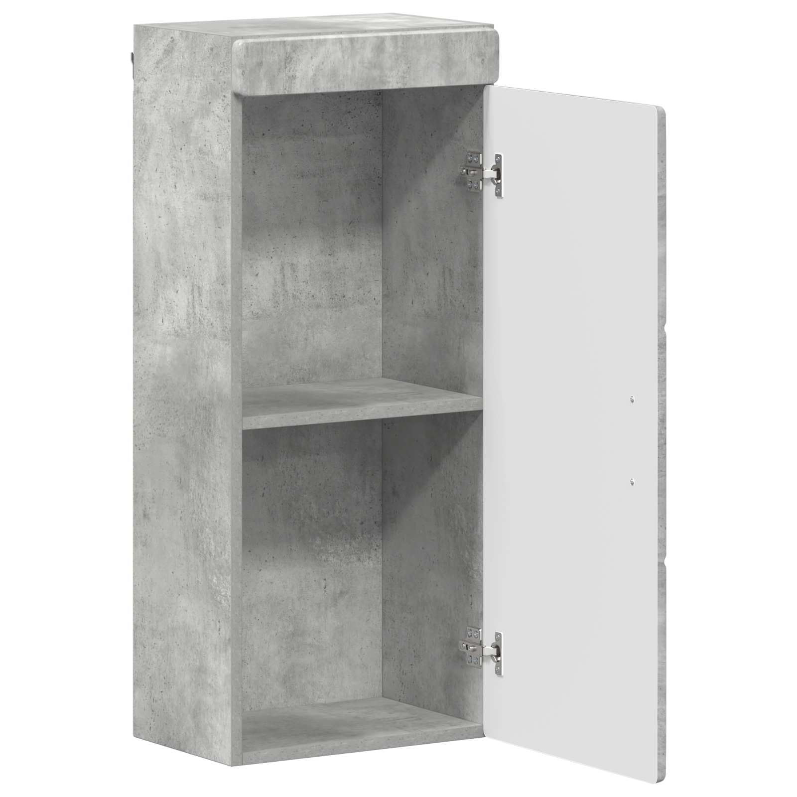 Tulum Armoire murale de salle de bain en bois gris béton 37 x 24,5 x 86 cm avec espace de rangement, étagère, porte et surface givrée pour salle de bain moderne et WC d'invités