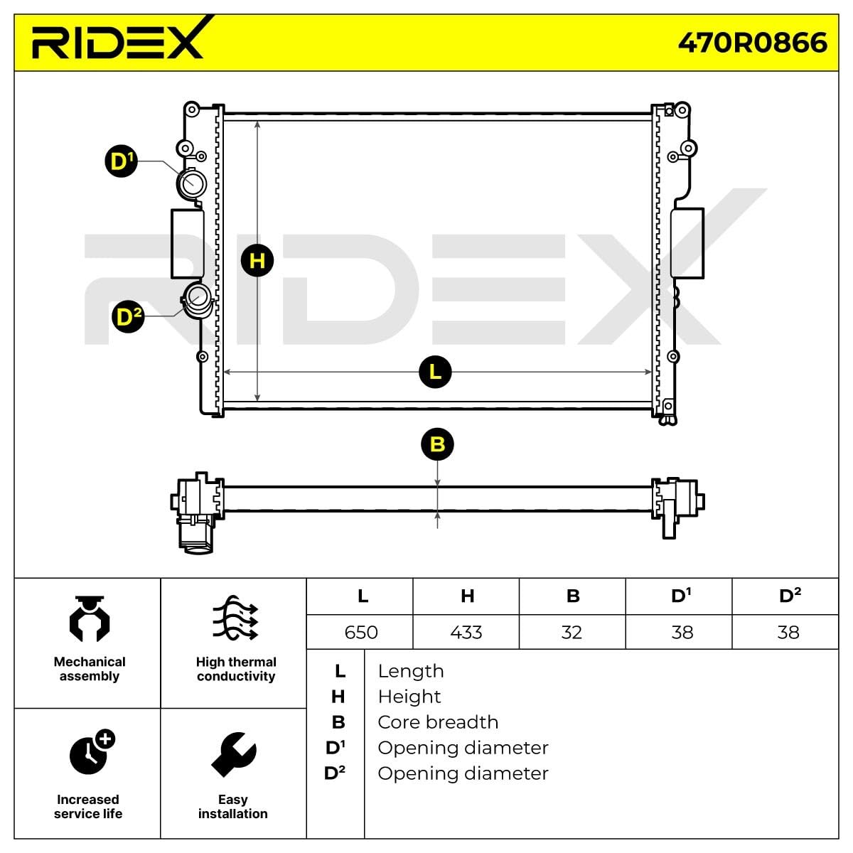 RIDEX 470R0866 Radiatore motore Compatibilità con IVECO DAILY IV Cassone/Furgonato/Promiscuo