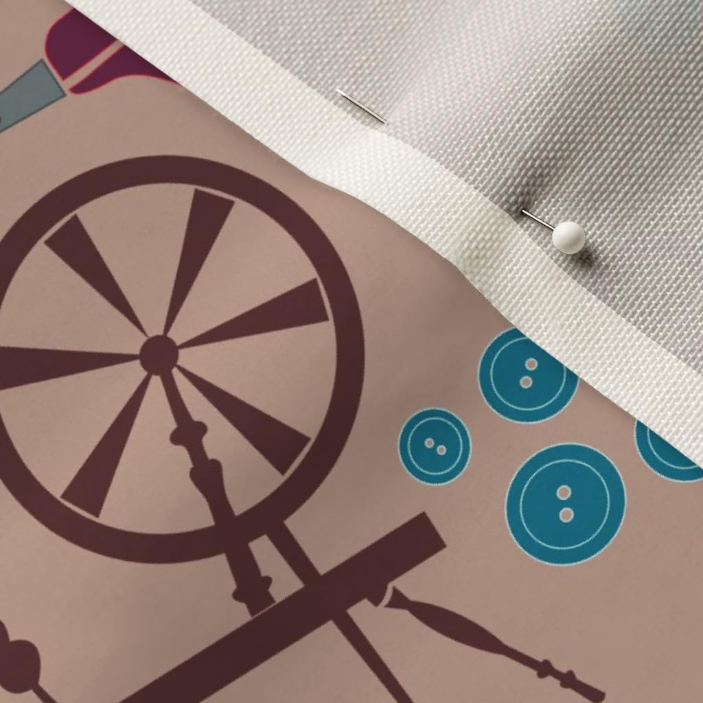 Spoonflower Fabric - Knitting, Spinning, Yarn, Wheel, Scissor, Notions, Knitting Needles Printed on Upholstery Velvet Fabric Fat Quarter - Upholstery Home Decor Bottomweight Apparel