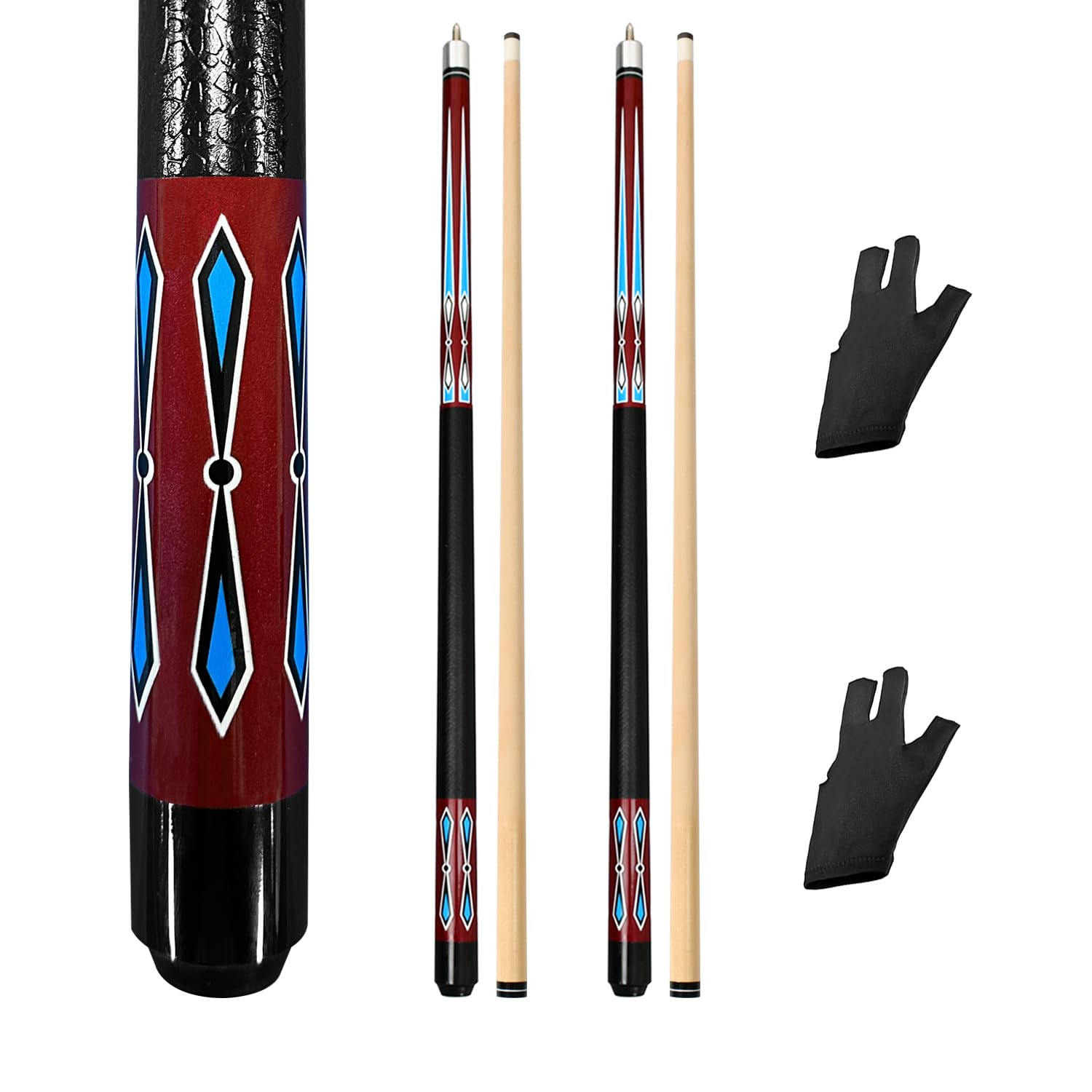 Billard Queue Satz 2 Pool Queues, Pool 58" Queue Stöcke,Billardqueue Pool Cues für Billard Enthusiasten