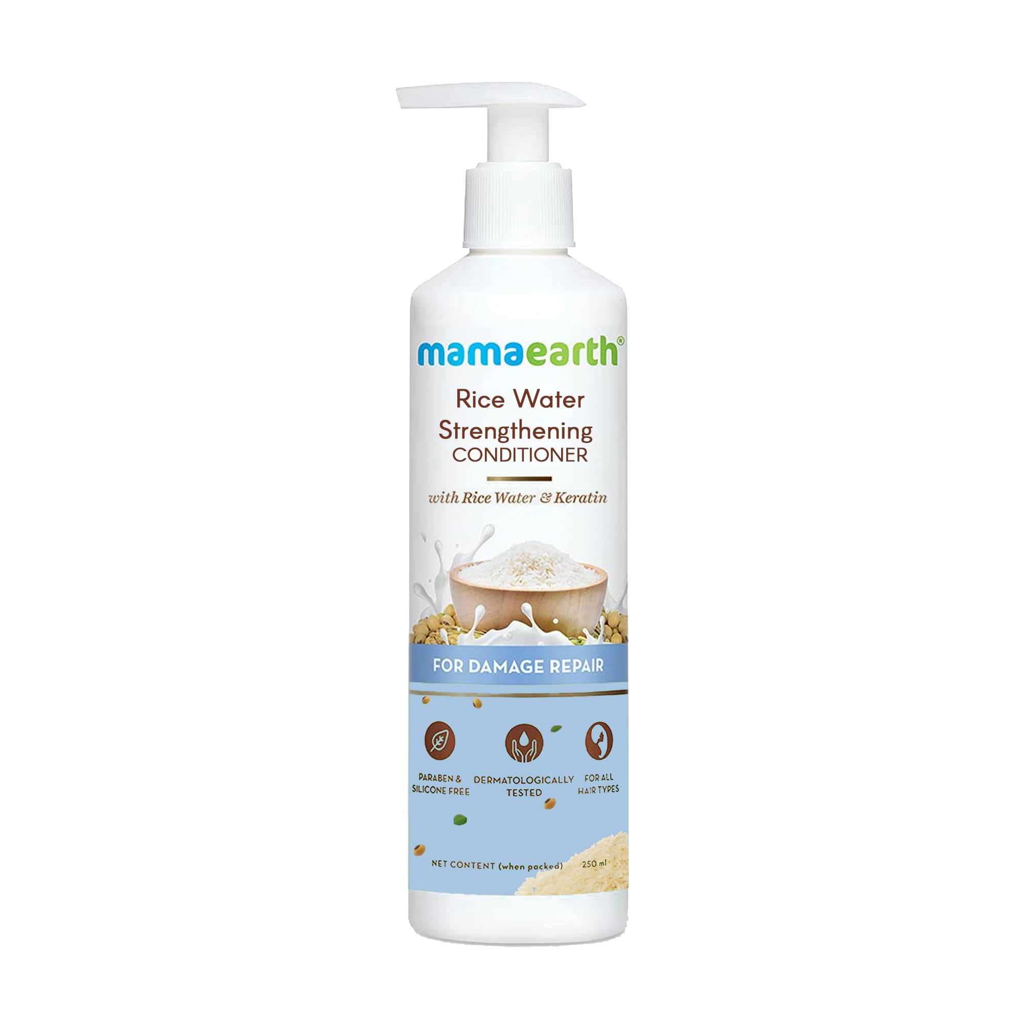 Rice Water Conditioner with Rice Water & Keratin for Damaged, Dry and Frizzy Hair - 250 ml