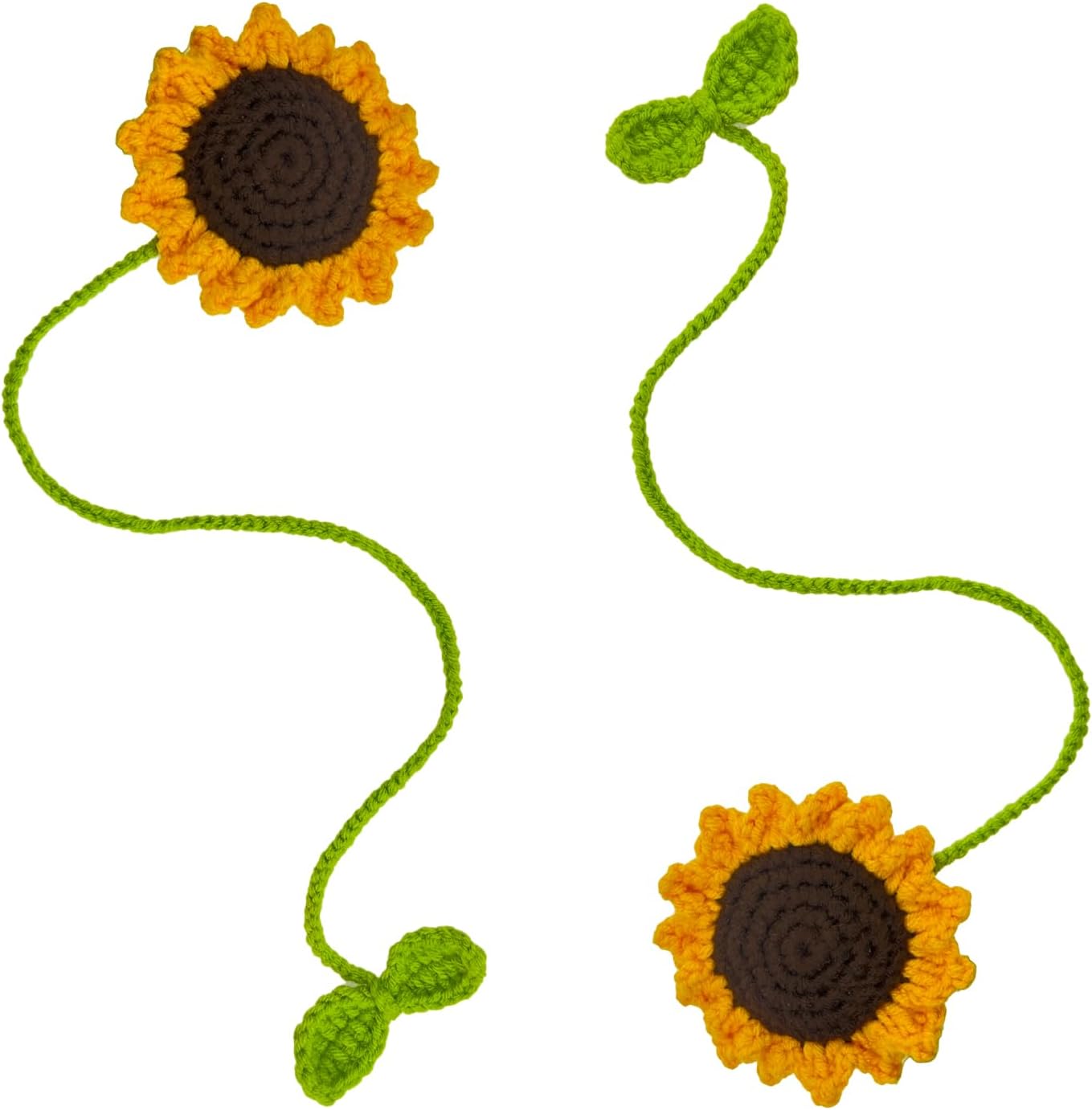 Refintural 2 Pieces Handmade Sunflower Car Accessories Sunflower Pendants Car Mirror Hanging Accessories