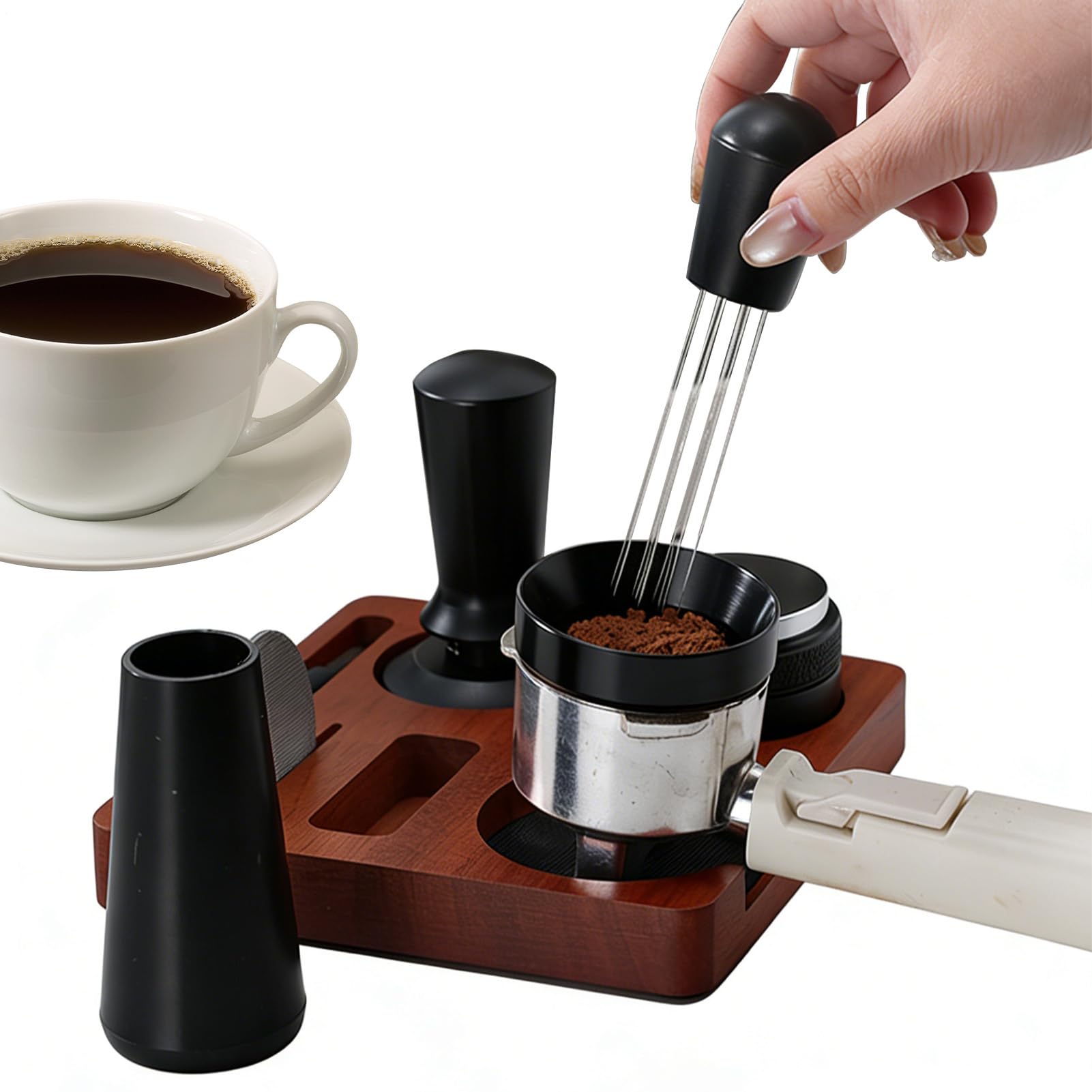 Kit de Tasseur à Café Outil de Tassage et Distribution Antidérapant | Entonnoir Doseur, Tasseur et Niveleur Pour la maison, la cuisine, le studio, le magasin, le