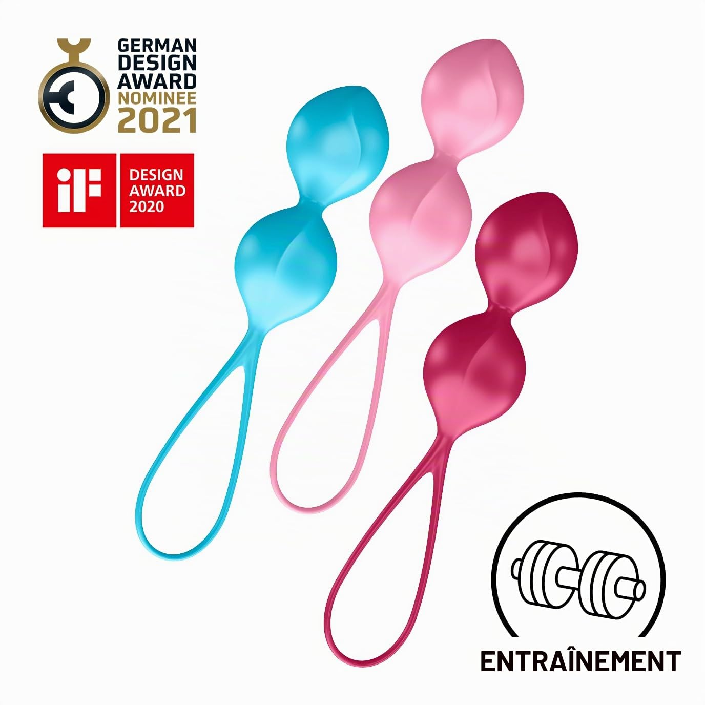 Satisfyer Strenghtening Balls Boules de Geisha | Sex Toys pour Femmes | Silicone haute qualité | Entraînement du plancher pelvien | Silicone doux pour la Peau | Boule de Geisha Kegel | Érotique