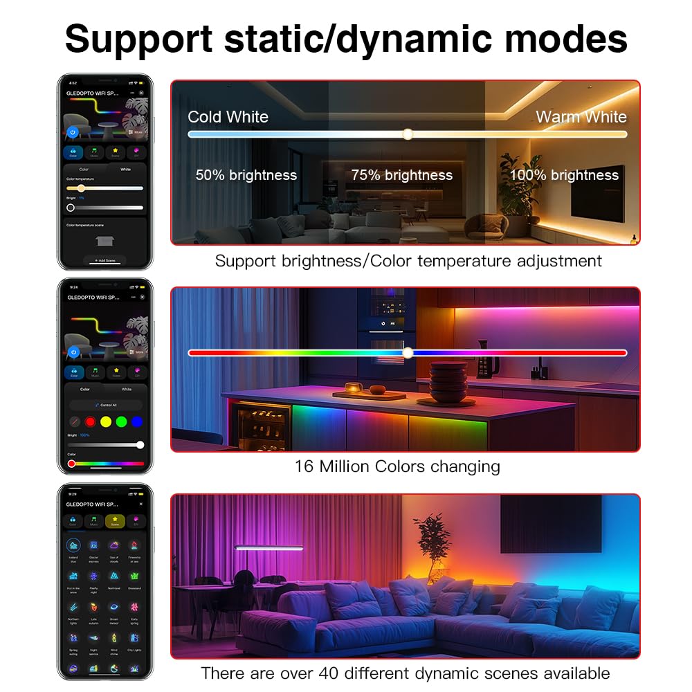 Contrôleur de Bandes LED SPI ZigBee Tuya, GL-SPI-206P, Compatible avec RGBCCT/RGBW/RGB, 15A Max, 1000 LEDs, Music Sync, Scènes Dynamiques, Commandes Segmentées