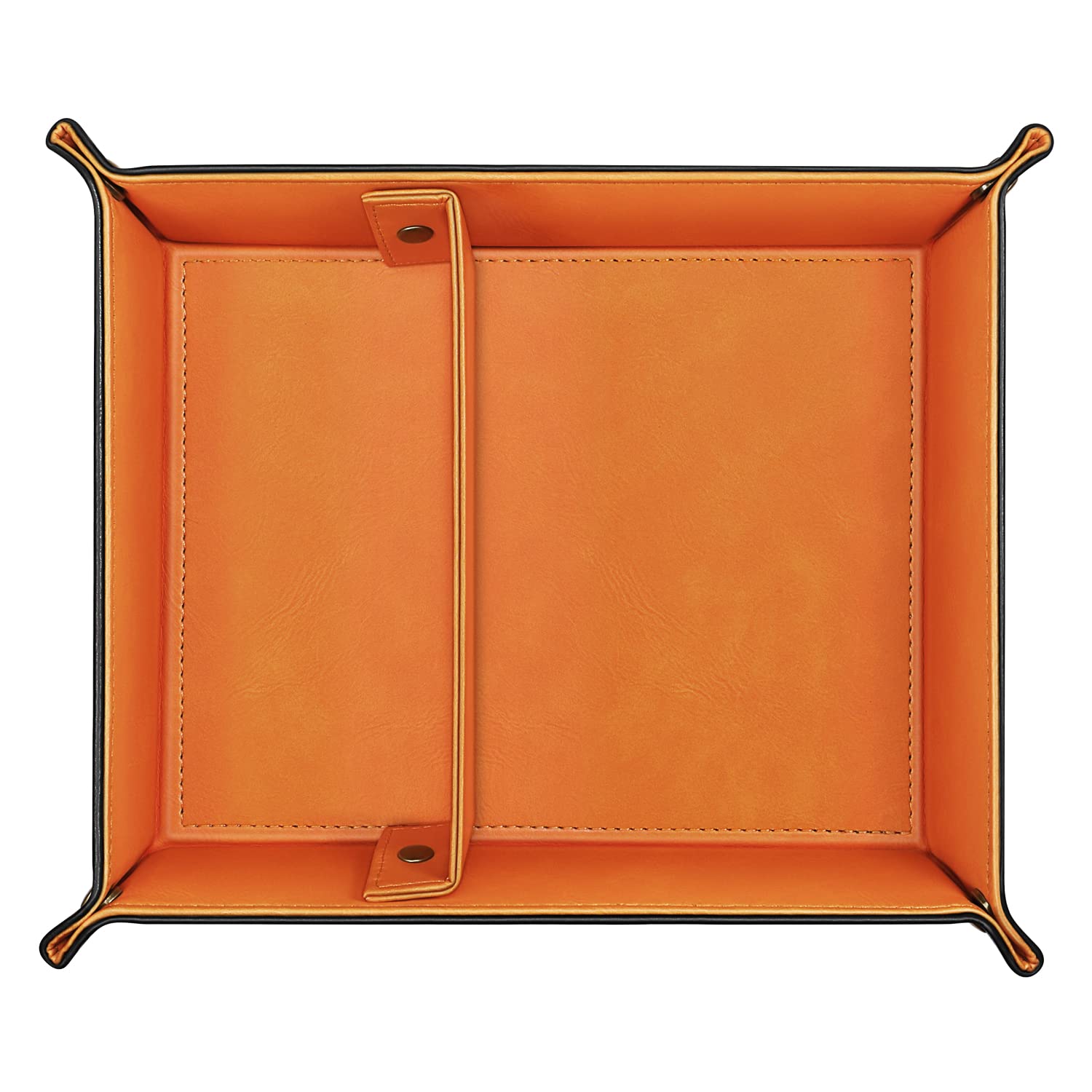 SITHON PU Leather Tray, Desktop Storage Organiser with 2 Compartments- Catchall Tray Bedside Vanity with Removable Dividers - Image 2