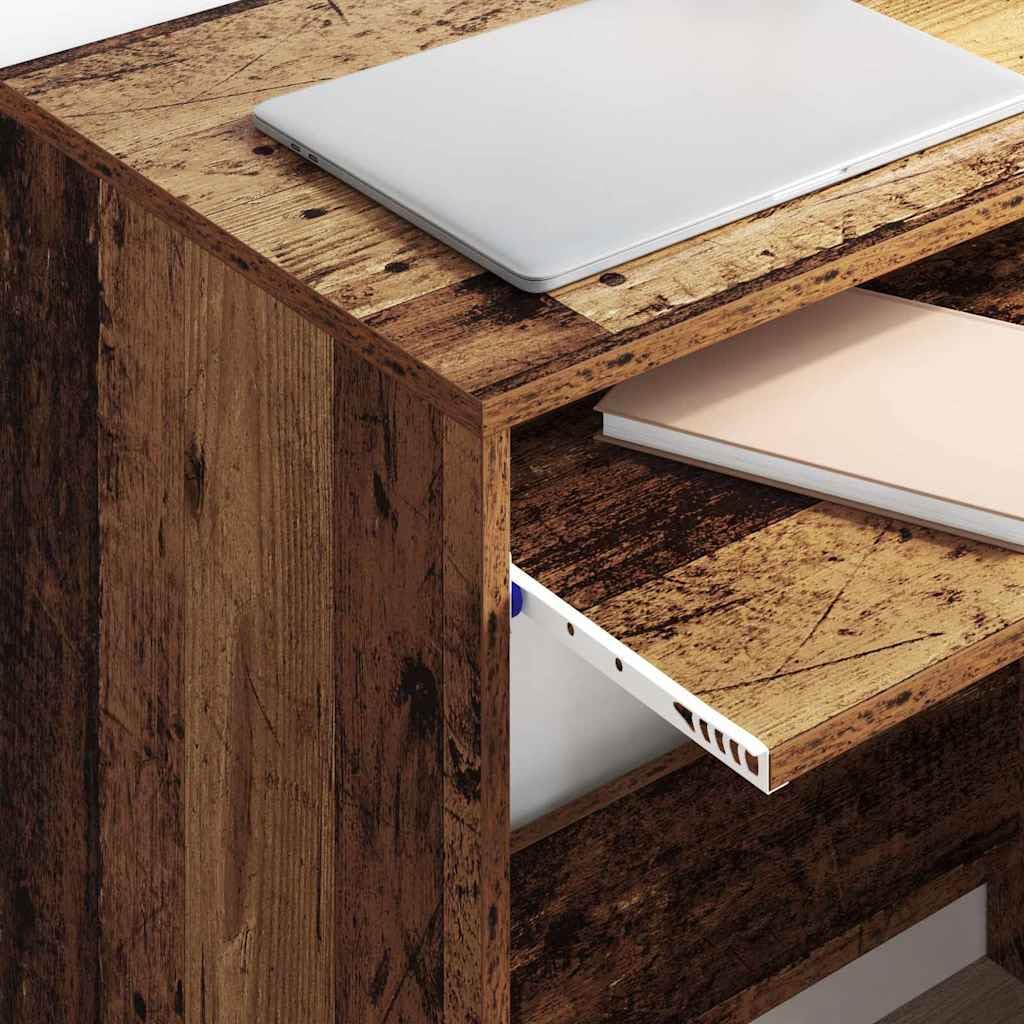 Scrivania Porta PC in Legno Ingegnerizzato 77.5x43x79 cm | Tavolo da lavoro compatto per camera da letto e studio, dotato di cassetto e mensole per organizzare documenti.