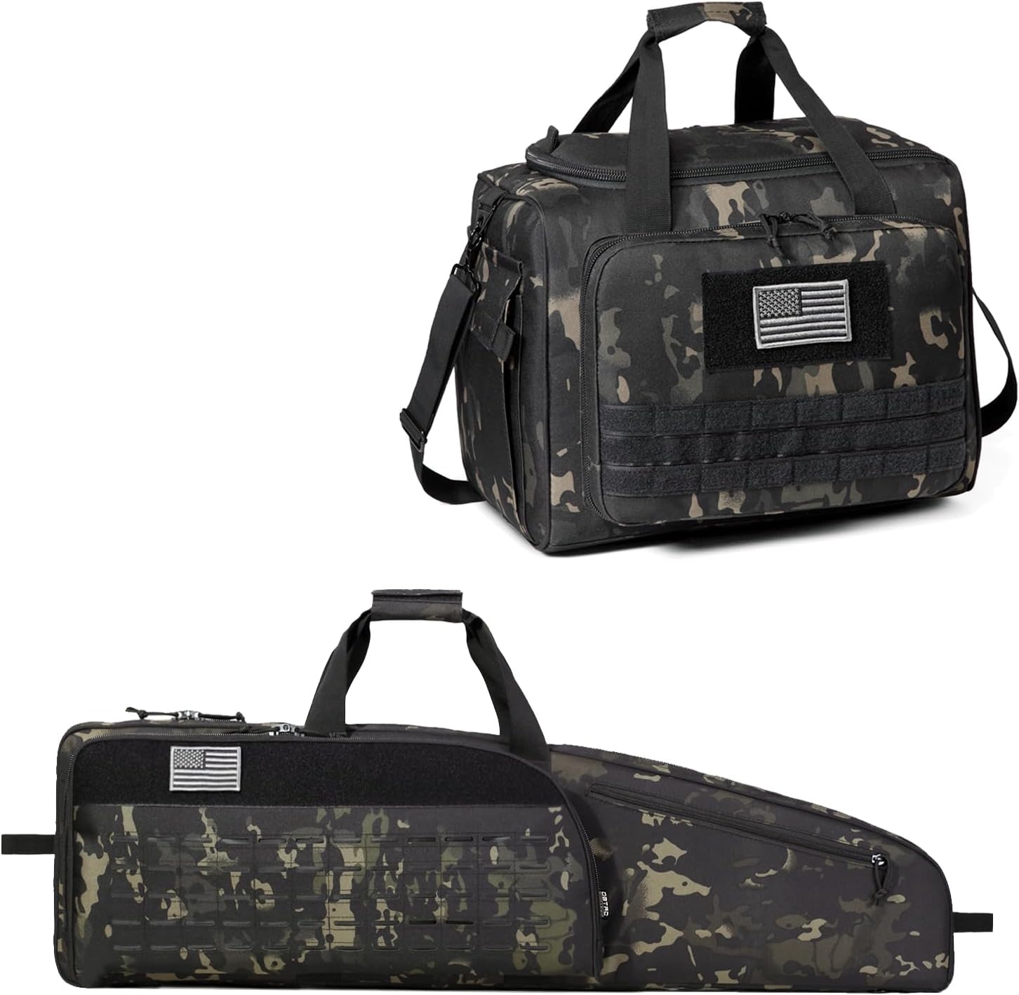 DBTAC Tactical Single Rifle Bag 41" + Tactical Range Bag Large (Black Camo)
