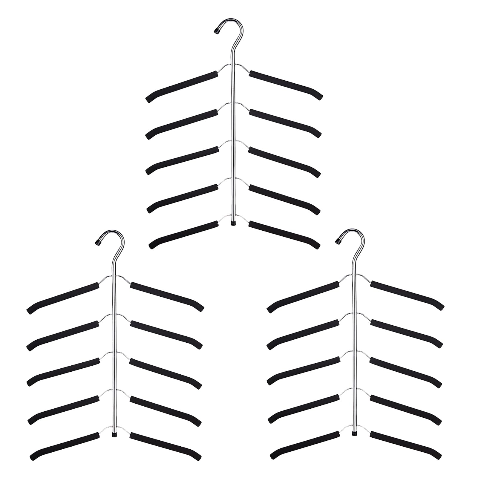 3 Pack 5 in 1 Blouse Tree Hangers Space Saving Clothes Hangers Swing Arm Non Slip Padded Coat Hanger Multi-Layer Clothes Hangers Heavy Duty Stainless Steel Sweater Shirt Hanger?Black?