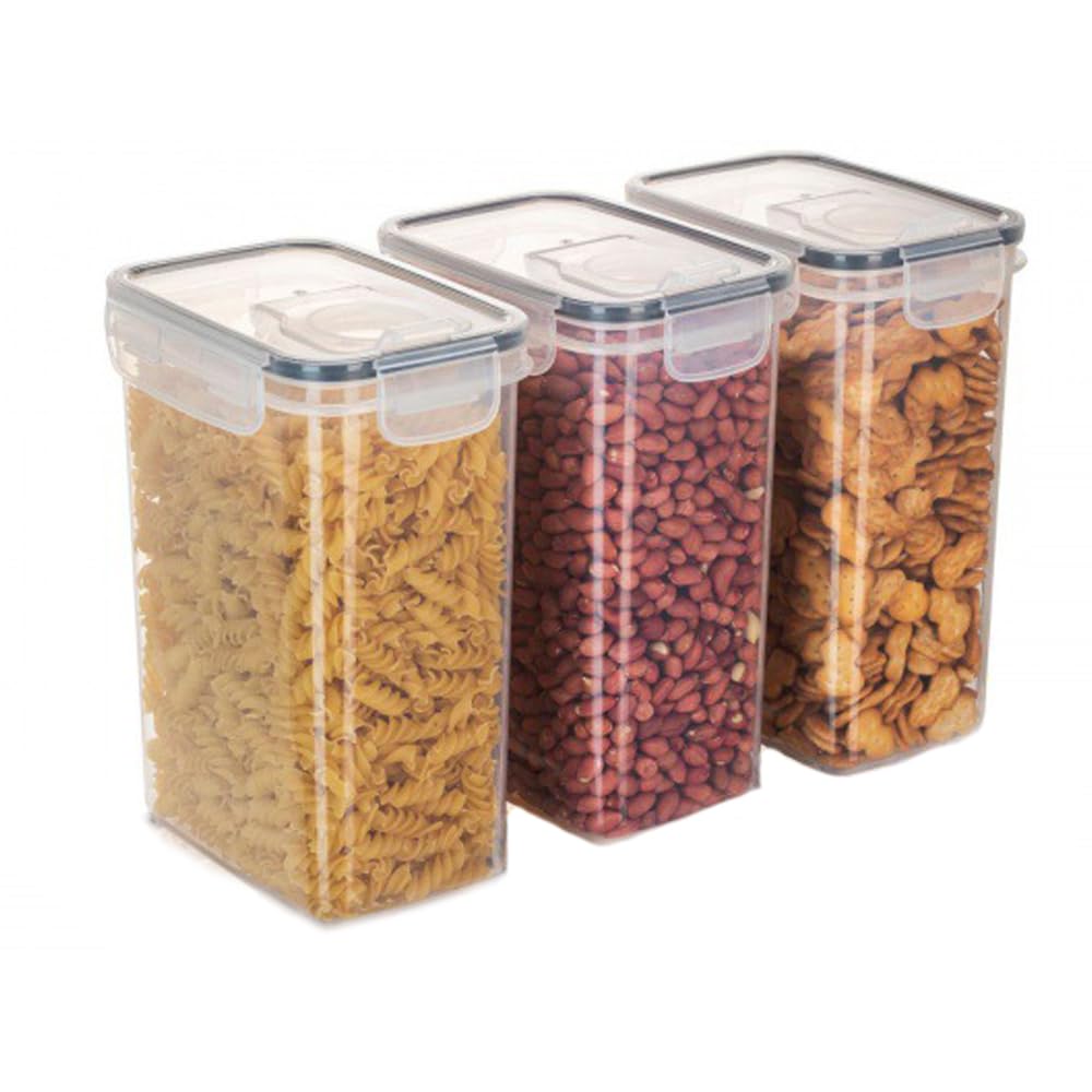 MoFarbe Airtight Dry Food Storage Container Set of 3 - BPA-Free Plastic Cereal Storage Containers with Easy Lock Lids Kitchen Organizers and Storage for Rice, Oats, Flour, Sugar (2L) — image 1