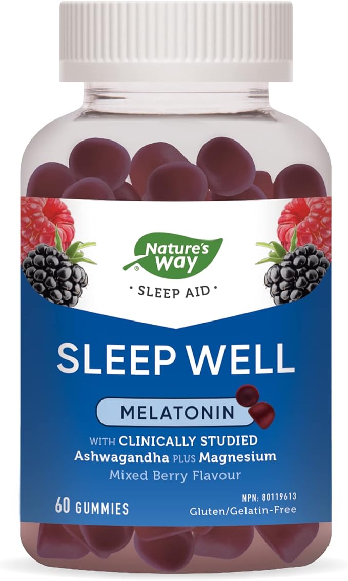Nature's Way Sleep Well Gummies Melatonin, Magnesium & Clinically Studied Ashwagandha