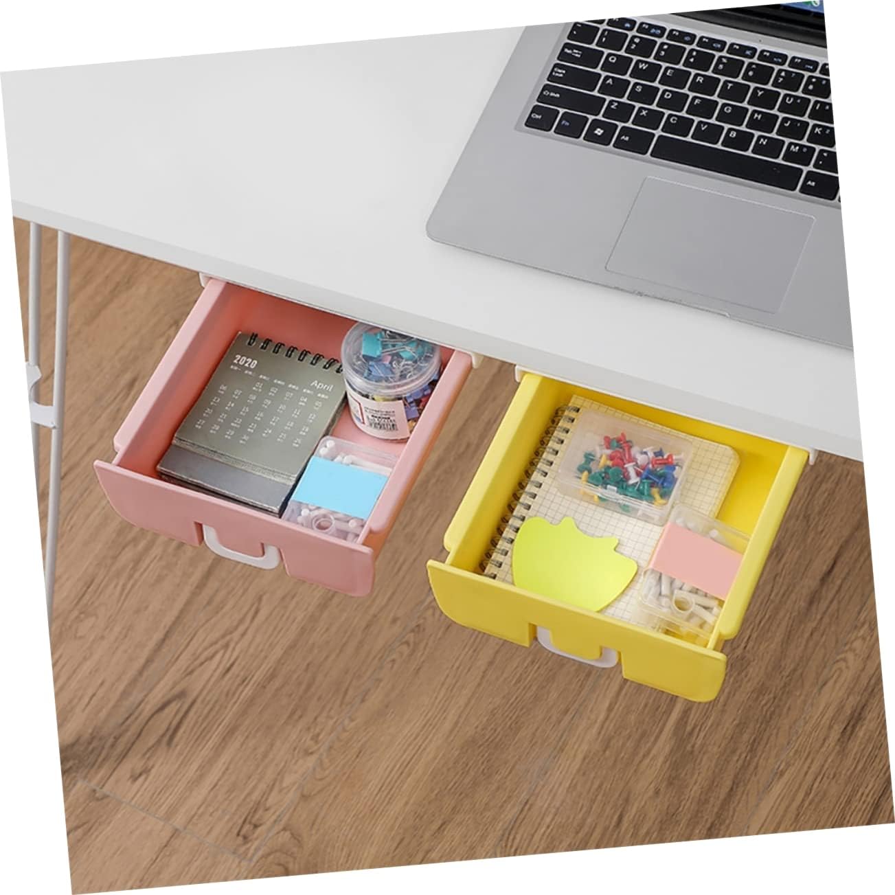 ERINGOGO Under Desk Drawer Organizer Hidden Storage for Desk Adhesive Pull Out Container for Office Dorm Room Elegant Design for Neat Workspace image 3