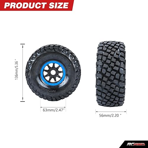 Miniatura 5 de RCAWD Rueda y neumáticos para ARRMA Mojave 6S y para Traxxas UDR Unlimited Desert Racer Upgrades, 17 Rubber Nylon Foam Inserts Parts #ARA550065,