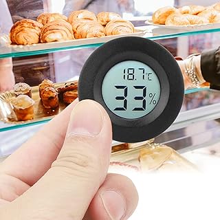 Thermometer Hygrometer Thermometer Hygrometer Abs Mini Circular Embedded Digital LCD Thermometer Hygrometer Humidity Temperature Meter Indoor (Black)