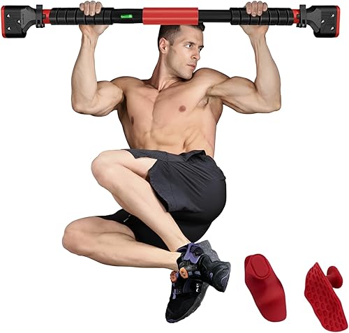 Barra de dominadas para puerta, barra de barbilla ajustable con mecanismo de bloqueo inteligente, equipo de entrenamiento de fuerza sin tornillos