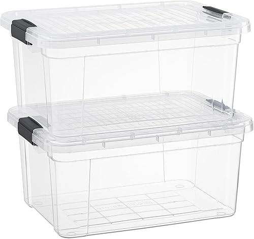 Miniatura 32 de Superio Cajas de almacenamiento transparentes con tapas, contenedores de plástico de 8.75 cuartos de galón para organizar, cajas apilables, sin BPA,