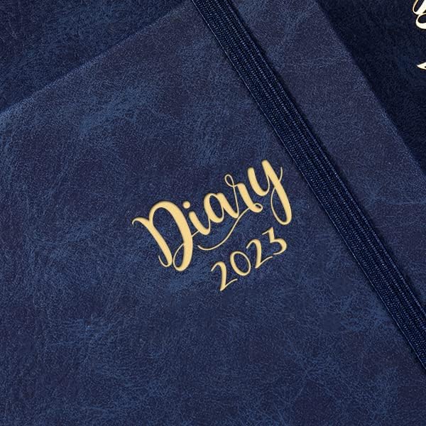 2023 Diary - Diary 2023 A5 Page A Day, Productivity A5 2023 Daily Planner from January 2023 to December 2023, with Monthly Tabs, Inner Pocket, Banded, Blue,14.3 X 21 cm, Indeme