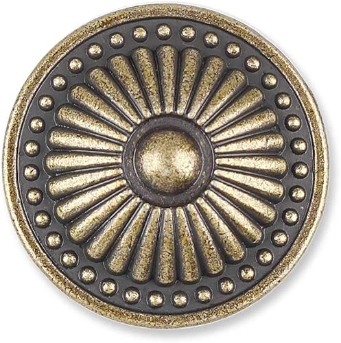 Miniatura 2 de turst4care - Paquete de 15 tiradores de latón antiguo para armario de cocina, manijas de cajón de armario de color dorado cepillado, patrón de rayos