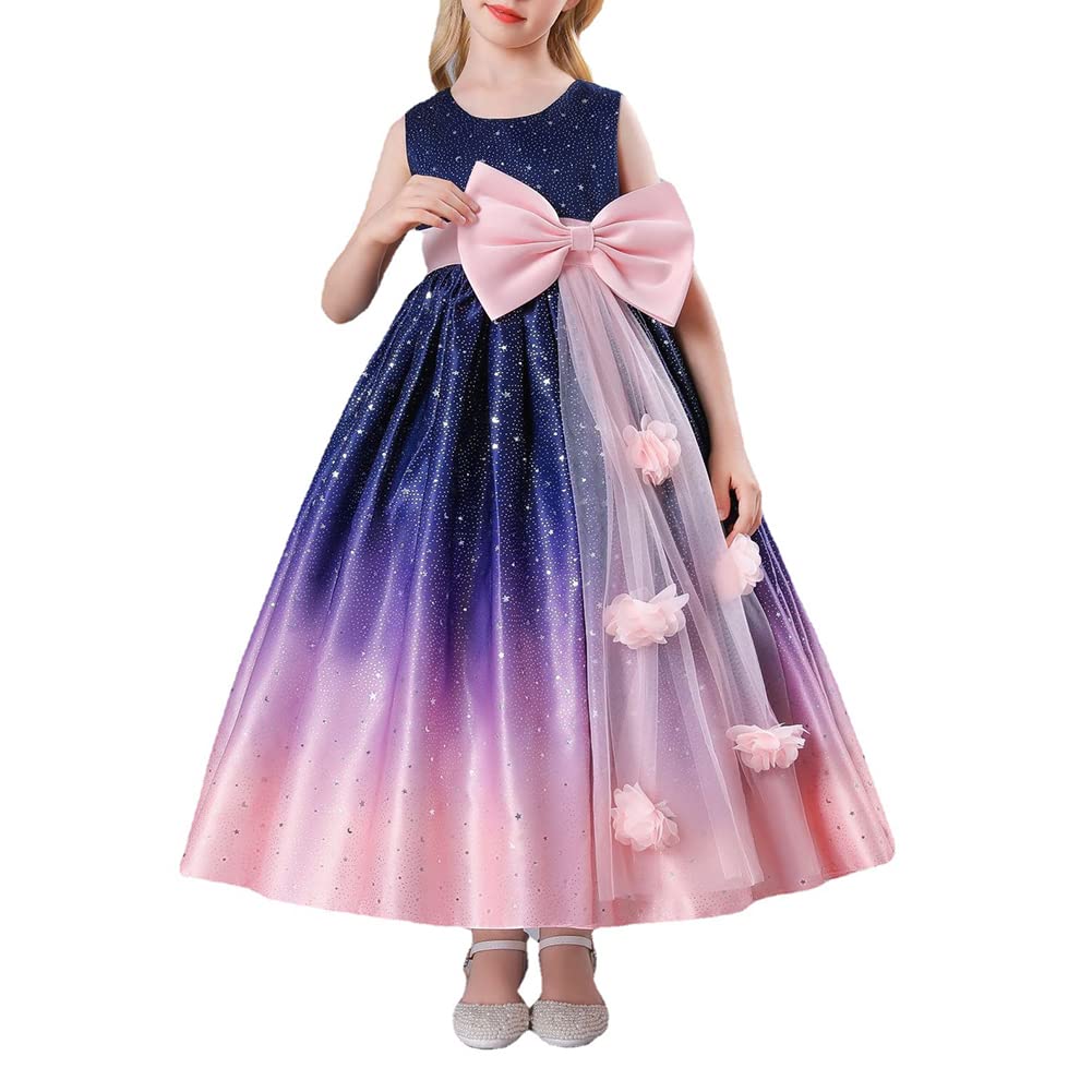 DAIHAN Abito da Principessa Bambina Ragazza Vestito da Cerimonia Abiti da Sera Matrimonio Abito da Sposa Senza Maniche Damigella Matrimonio Compleanno