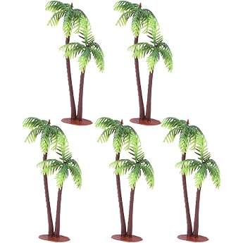 Artibetter Pack of 5 Coconut Tree Model Trees Landscape Model Miniature Artificial Layout Rainforest Diorama Building Model