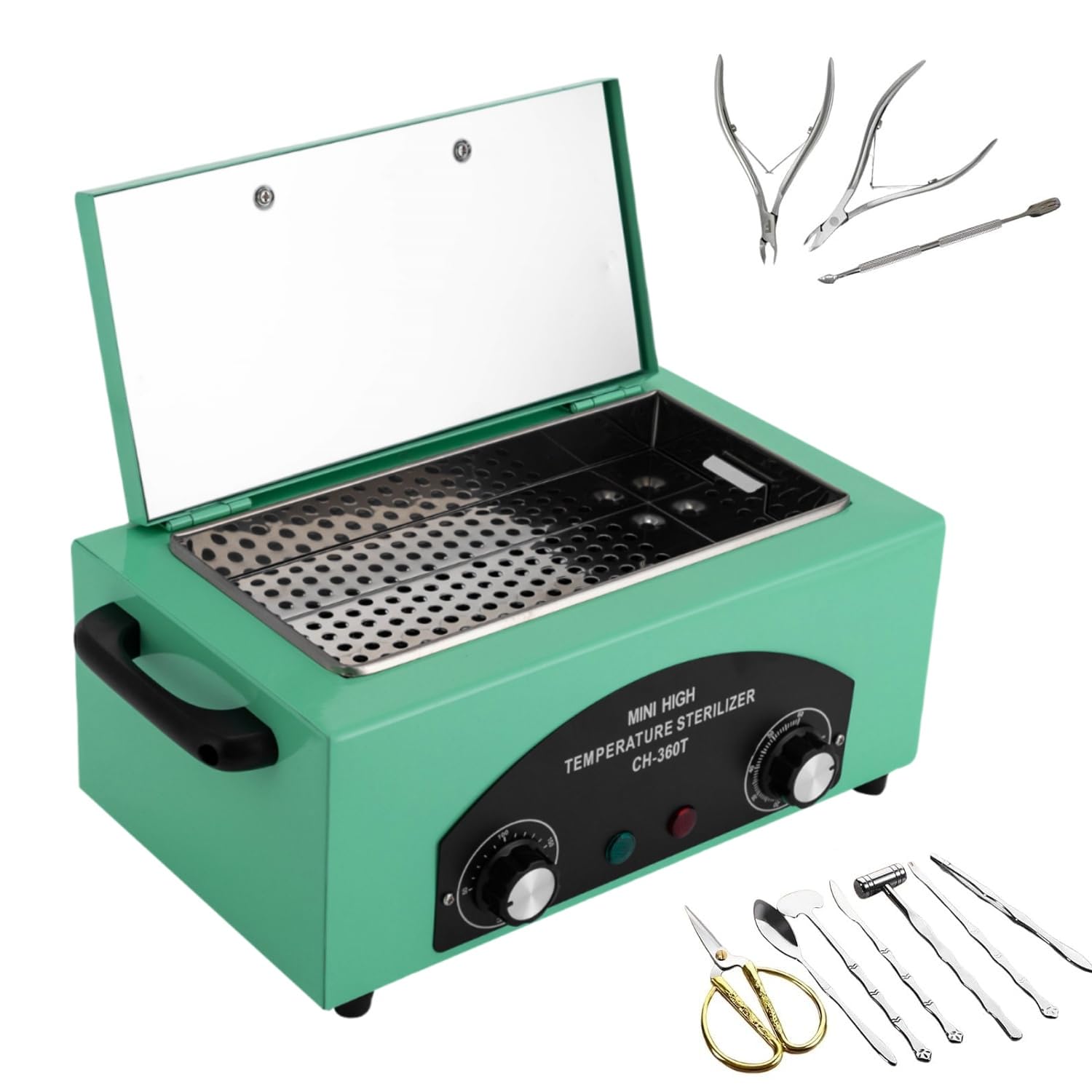 Sterylizator gorącym powietrzem 300 W, dezynfekcja 220°C, sterylizator w wysokiej temperaturze, szafka do dezynfekcji narzędzi do paznokci, salon kosmetyczny, salon fryzjerski, timer 1-60 minut