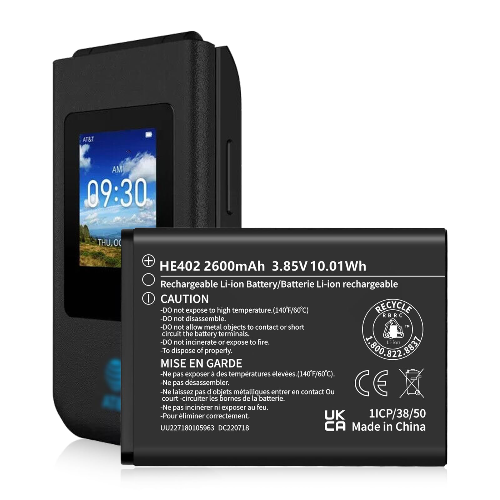 OHZHAO HE402 Battery 2600mAh, 2025 New Upgrade High Capacity 3.85V Replacement Battery for AT&T Cingular Flex (ATTEA211101) 1ICP6/38/50