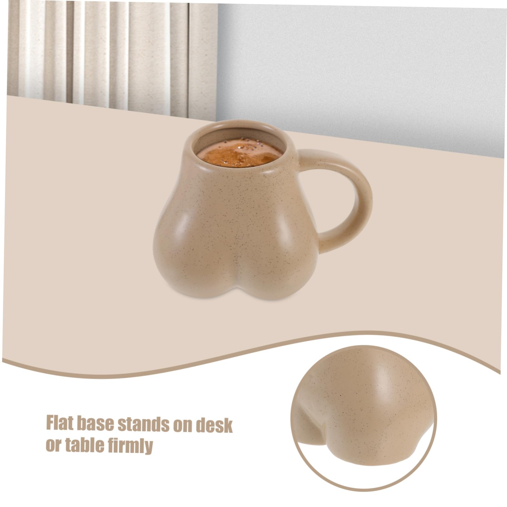 KICHOUSE Butt Shaped Ceramic Mug Novelty Cup for Coffee Milk and Tea Fun Decorative Water Cup for Office Use Easy to Clean