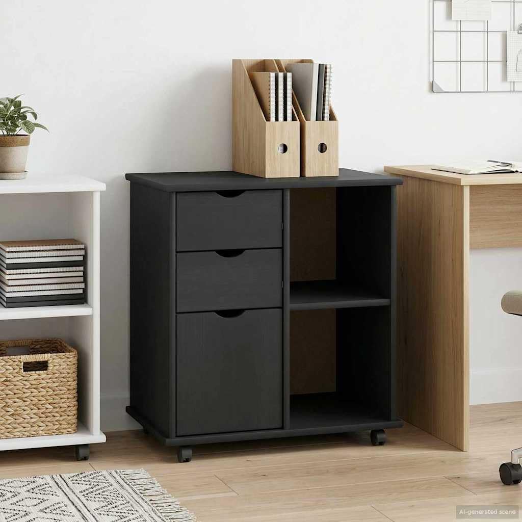 Meuble de rangement en pin massif gris au design authentique