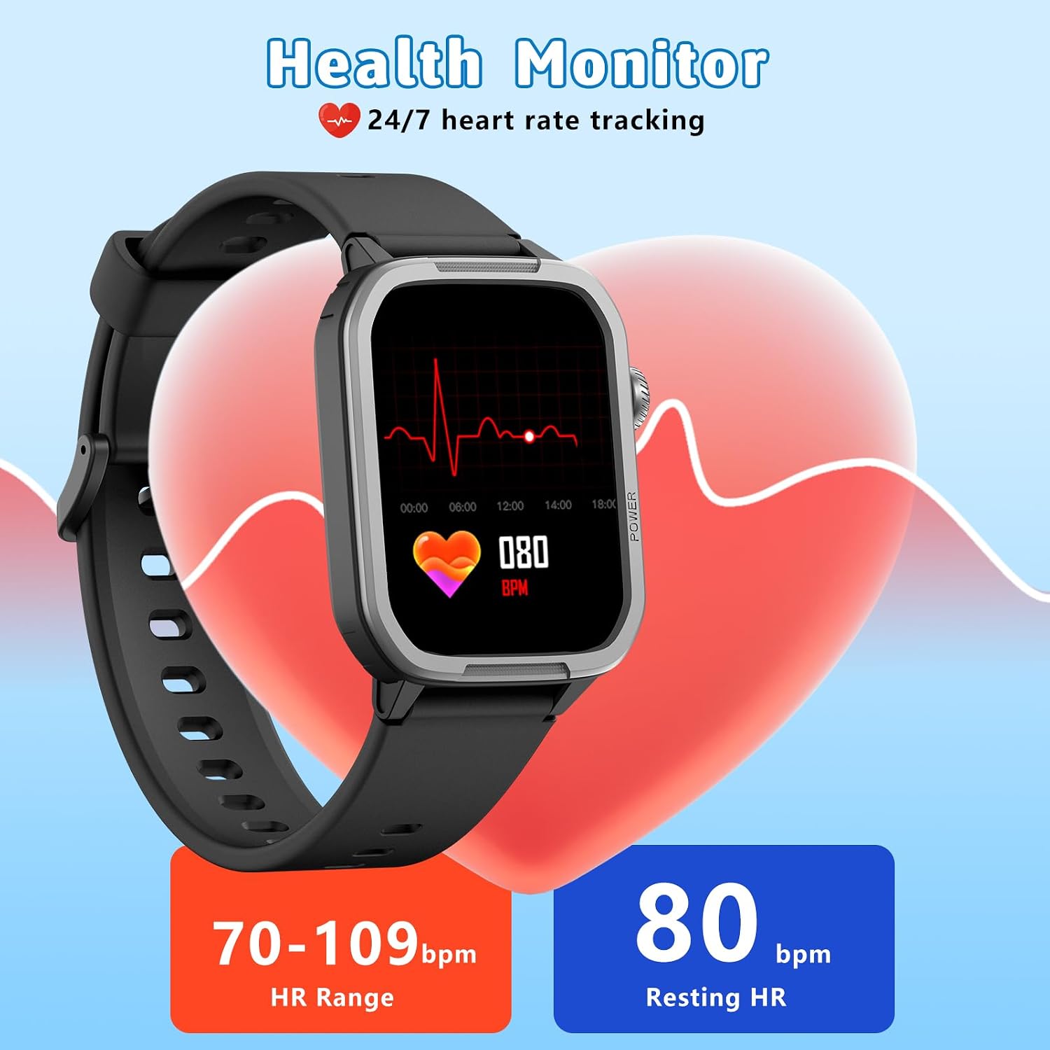 Kids Smart Watch for Boy Girl, Kids Watches with 19 Sport Modes, Heart Rate, Sleep Monitor, Pedometer, Alarm Clock, IP68 Waterproof Fitness Tracker, Gift for 6-16 Year Old Boys Girls Toys (Black) image 5