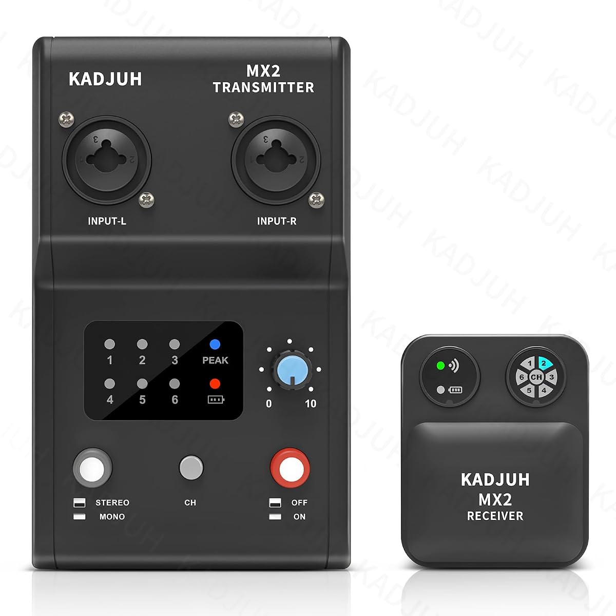 MX2 Sistema inalámbrico de monitor de oído Sistema IEM estéreo de 2,4 GHz Transmisor y receptor de petaca para estudio, ensayo de banda, actuación en vivo, modo de exploración de canales