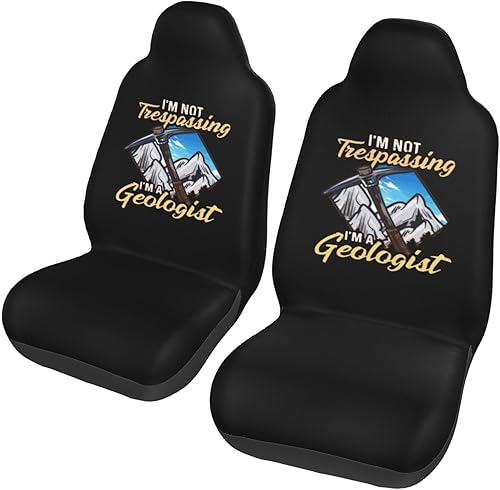 Miniatura 2 de Fundas de asiento delantero de automóvil con texto en inglés "I'm Not Trespassing I'm A Geologist", paquete de 2 unidades, ajuste universal para