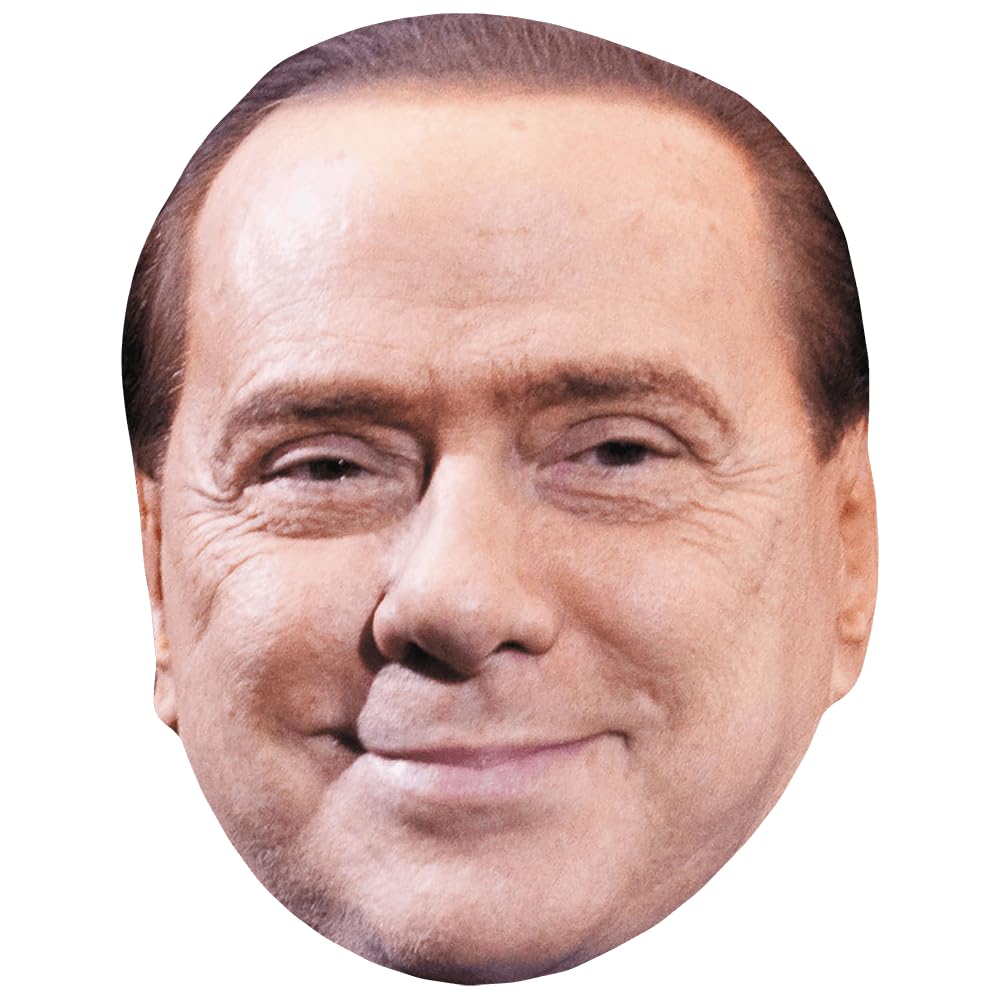 Celebrity Cutouts Lifelike Silvio Berlusconi (Smile) Celebrity Mask, Flat Card Face, Fancy Dress Mask