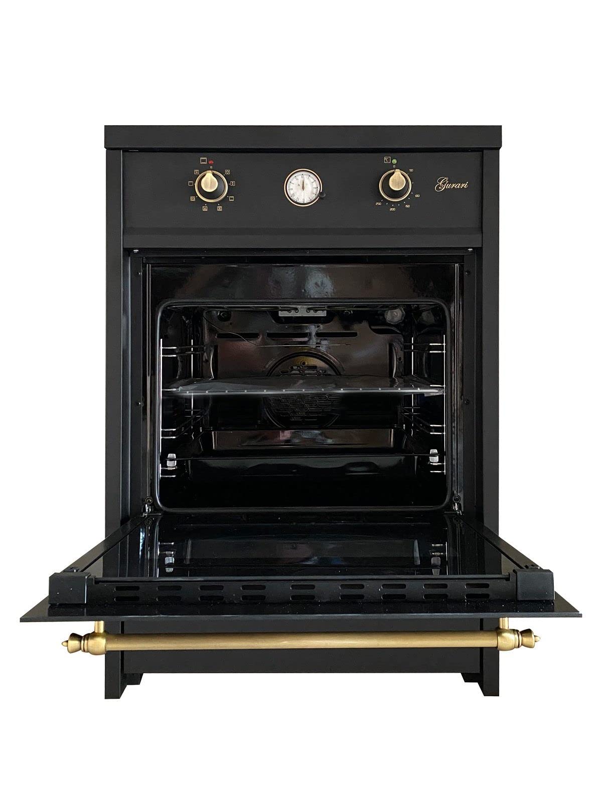 GURARI Fornello a induzione GCH E 612 BL r+GCH 975 Bl 6 + piastra grill retrò a induzione 60 cm/60 L + cappa aspirante 60 cm