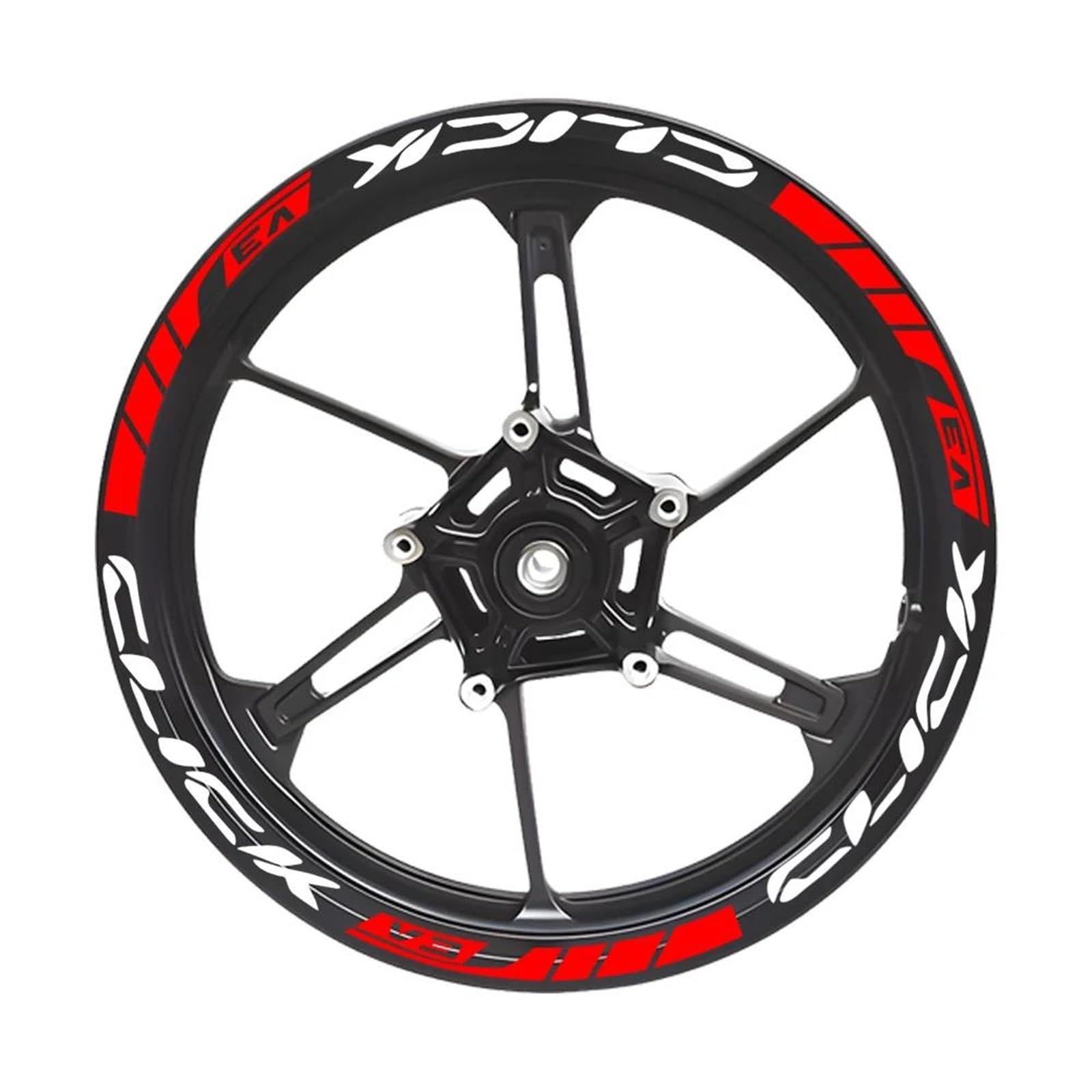 Decorative Stickers Motorcycle Tire Rim Accessories Decals for H-onda Click 125i 150i 160 V3 14'' Reflective Wheel Hub Stickers(Black- Silver)