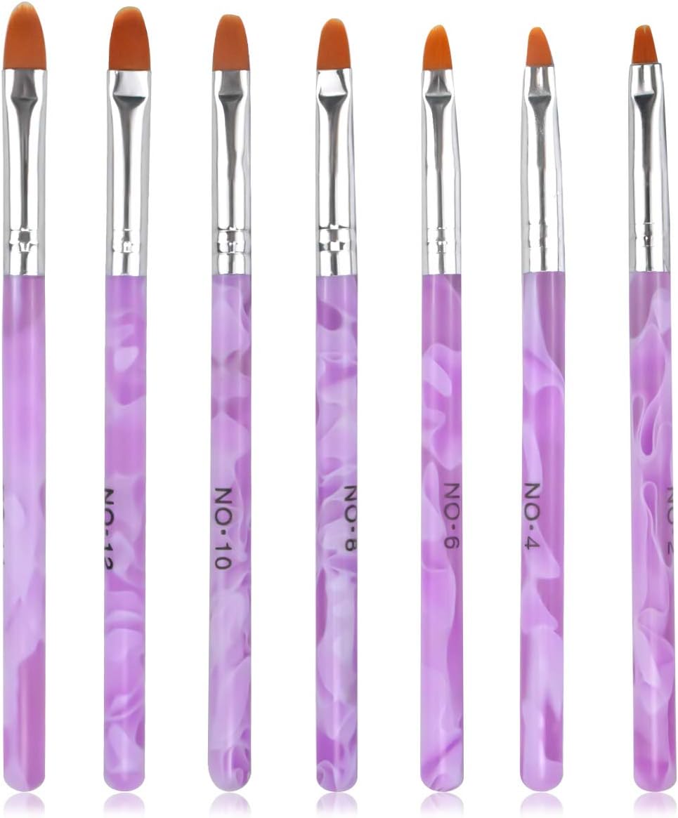 7 stuks nagelkwastenset, nagelborstels, nail art kwast voor uv-gel en acryl, penseel voor nail art, nagelkwasten, nageldecoratie, gelnagelverzorging