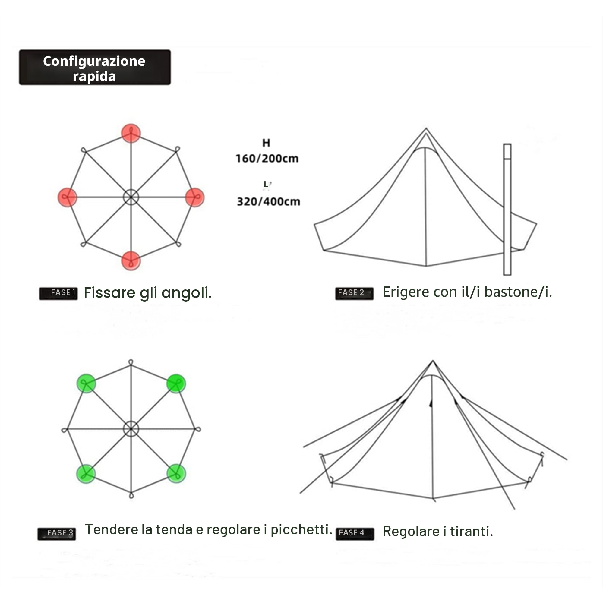 1-4 Person Teepee Tenda Campeggio Escursionismo Rifugio Riscaldato HUT Camino caldo Tipi Facile Impostare