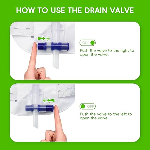 Miniatura 5 de Bolsas de catéter de 33.8 fl oz para hombres, 5 bolsas de orina de drenaje urinario para incontinencia masculina, 2 correas elásticas ajustables,