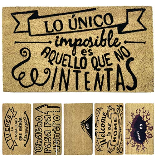 LucaHome - Felpudo de Coco Natural 70x40 con Base Antideslizante, Felpudo de Coco Divertido Lo único Imposible, Felpudo Absorbente Entrada casa, Ideal para Puerta Exterior o Pasillo