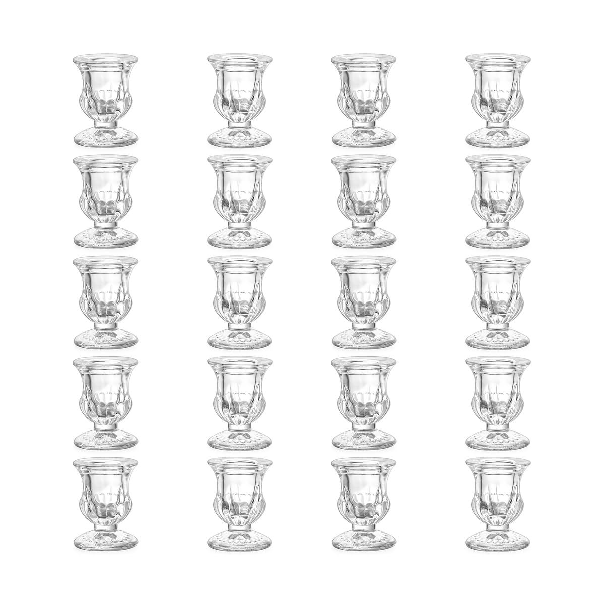 Romadedi Porta Candele Vetro Candelabro - Portacandele da Tavolo Candelabri Moderno per Centrotavola, Decorazioni Casa Compleanno Natalizie Matrimonio Festa, 20 pz